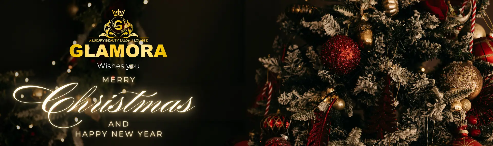 Glamora Christmas & Happy New Year Website Hero Section